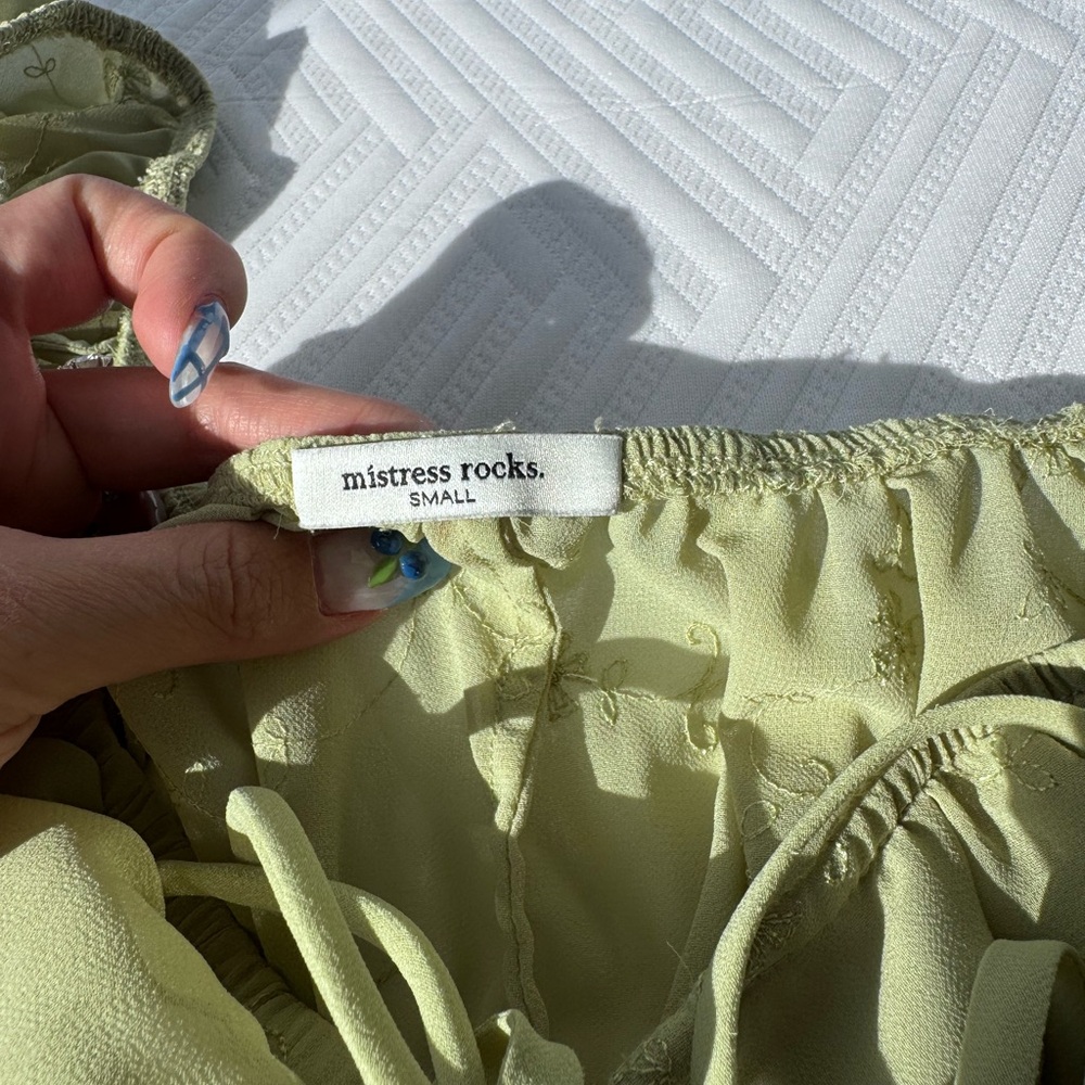Mistress Rocks Buttoned Top in Pear - Picture 3 of 5